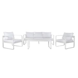 Set 4 sofa poliester blanco aluminio 184x72x78cm