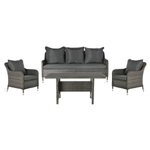 Set 4 sofa sintetico con cojines ratan 175x73x81cm