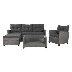 Set 4 sofa sintetico poliester ratan 120x65x77cm