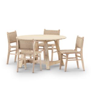 Set comedor 4 pl mesa madera redonda d130