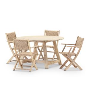 Set comedor 4 plazas mesa madera redonda d130