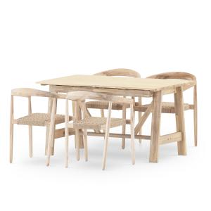 Set comedor 4pl extensible madera 140/200x86 y butaca