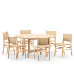 Set comedor 6 pl mesa madera redonda d150