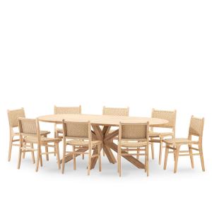 Set comedor 8 pl mesa madera ovalada 220x115