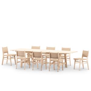 Set comedor 8pl extensible madera 220/300x100
