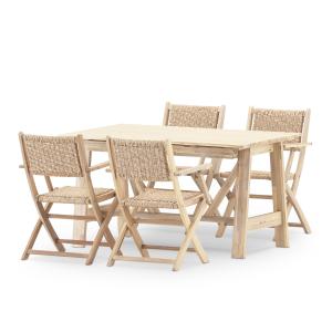 Set comedor jardin 4 plazas mesa extensible madera 140/200x…