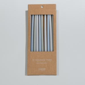 Set de 10 velas finas azules y grises