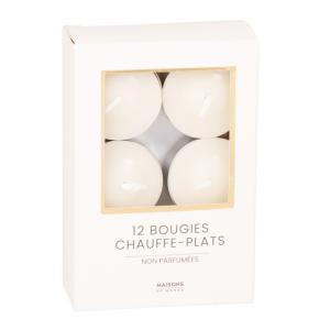 Set de 12 velas de té blancas