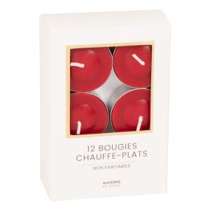 Set de 12 velas de té rojas