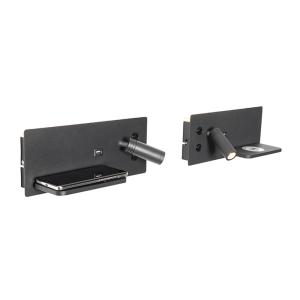 Set de 2 apliques negros led usb cargador inducción