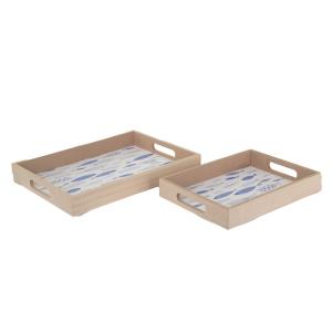 Set de 2 bandejas aglomerado, contrachapado azul 5x30x42cm