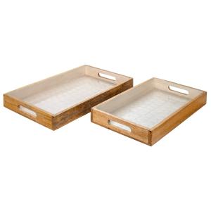 Set de 2 bandejas madera blanco 5x27x43cm