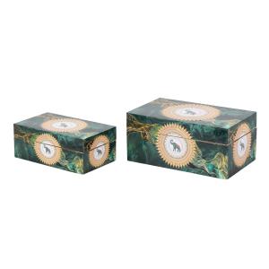 Set de 2 cajas verde de resina 25x15x11cm