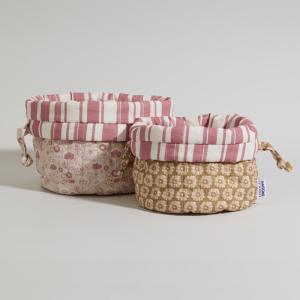 Set de 2 cestos con forro de algodón orgánico estampado