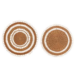 Set de 2 círculos ratán trenzado marrón para decorar la par…