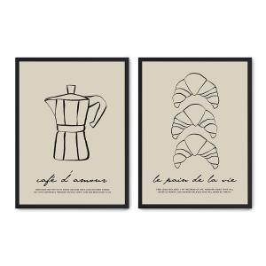 Set de 2 cuadros 090, marco negro, 30x40 cm