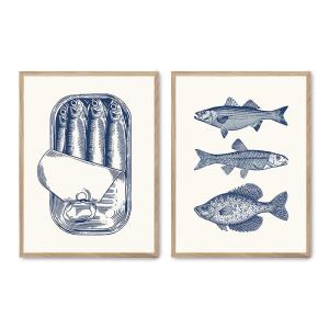 Set de 2 cuadros 098, marco roble, 30x40 cm