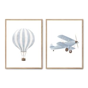 Set de 2 cuadros 114, marco roble, 50x70 cm