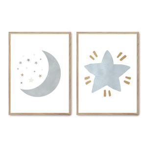 Set de 2 cuadros 116, marco roble, 50x70 cm