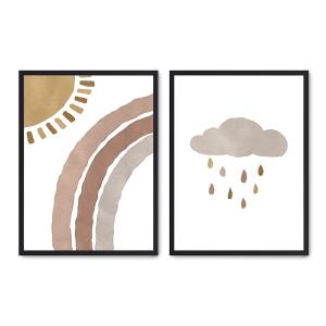 Set de 2 cuadros 121, marco negro, 30x40 cm