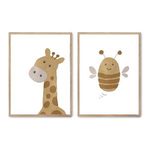 Set de 2 cuadros 122, marco roble, 50x70 cm