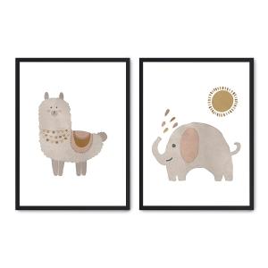 Set de 2 cuadros 124, marco negro, 30x40 cm