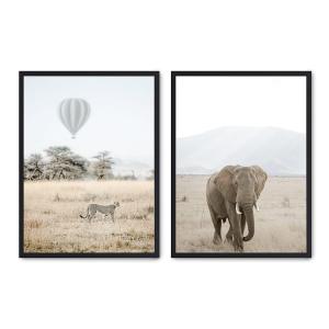Set de 2 cuadros 135, marco negro, 50x70 cm