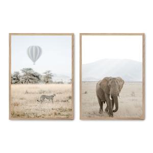 Set de 2 cuadros 135, marco roble, 50x70 cm