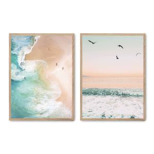Set de 2 cuadros 142, marco roble, 50x70 cm