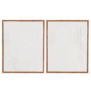 Set de 2 cuadros abstractos con diseños en relieve blanco d…