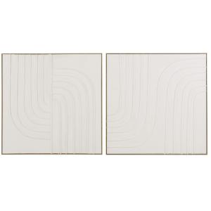 Set de 2 cuadros con relieve blanco de 81x81 cm