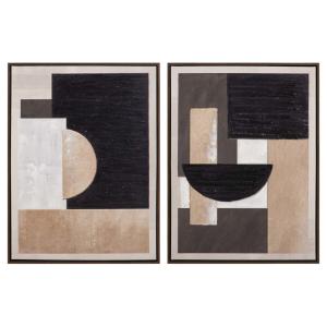 Set de 2 cuadros gris de madera 63x4x83cm