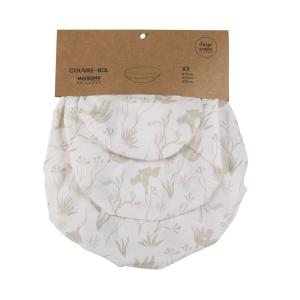 Set de 2 cubreboles de algodón beige con estampado floral