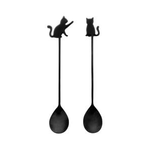 Set de 2 cucharillas de café  negro metal  0 x 2 x 14 cm