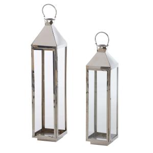 Set de 2 faroles de acero y vidrio