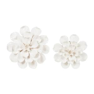 Set de 2 flores de cerámica blanca para decorar la pared D…