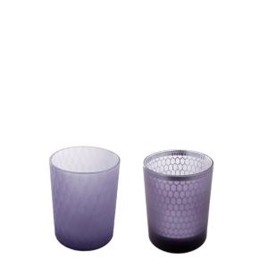 Set de 2 fotóforos en verre dépoli violeta h8