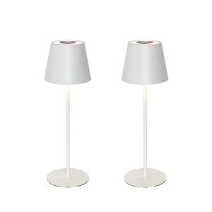 Set de 2 lámparas mesa blancas regulador rgbw recargable