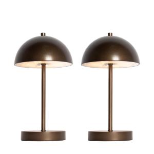 Set de 2 lámparas mesa seta bronce oscuro recargables