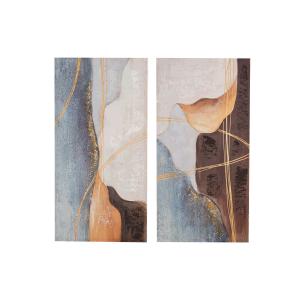 Set de 2 lienzos beige de madera 40x3x80cm