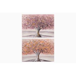 Set de 2 lienzos rosa de madera 70x3x50cm