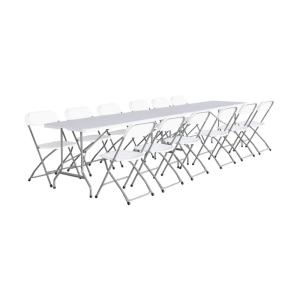 Set de 2 mesas de recepción plegables de plástico   12 sill…