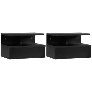 Set de 2 mesitas de noche 35x32x22.5 cm negro