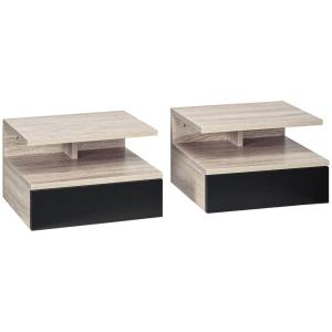 Set de 2 mesitas de noche 35x32x22.5 cm roble y negro