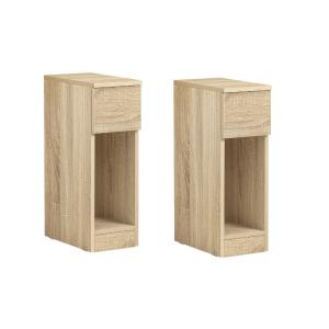 Set de 2 mesitas de noche con 1 cajón madera natural