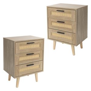 Set de 2 mesitas de noche con 3 cajones 45x63x34 cm estilo…