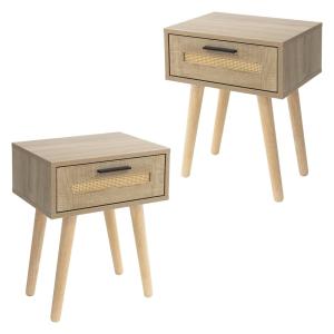 Set de 2 mesitas de noche con cajón 40x50,5x30 cm estilo rú…