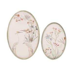 Set de 2 paneles borados con marco de metal dorado de 20x30…