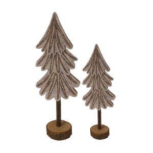 Set de 2 pequeños árboles de Navidad de mesa en madera y fi…