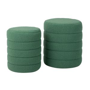 Set de 2 puffs verde de tela 40/33x40/33x45/40cm